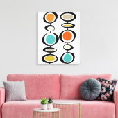 Funky Circles Middeleeuwse moderne kleurrijke retr Canvas Afdruk (Insitu (Woonkamer))