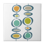 Funky Circles Middeleeuwse moderne kleurrijke retr Tegeltje<br><div class="desc">Dit fantastische moderne decoratieve tegel uit het midden van de eeuw heeft twee sets funky abstracte hangende cirkels in de kleuren van turkooisblauw,  oranje,  tan,  avocado groen,  goud en blauw. Dit maakt een kleurrijke toevoeging aan je thuisdecor.</div>