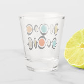 Funky Circles Turquoise Oranje midden eeuw Shot Glas (Achterkant)