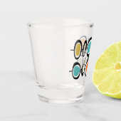 Funky Circles Turquoise Oranje midden eeuw Shot Glas (Links)