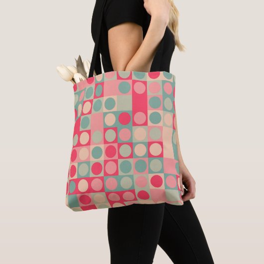 funky-cirkelraster tote bag (Dichtbij)