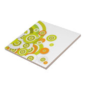Funky cirkels groene en oranje producten op maat tegeltje (Zijkant)