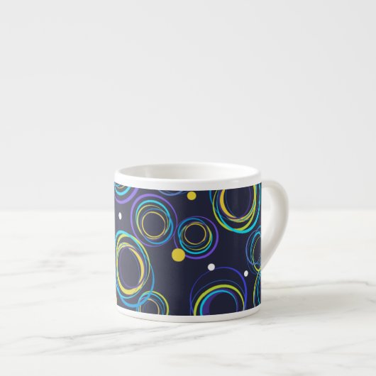 Funky cirkels navyblauwe espressokop espresso kop (Voorkant rechts)