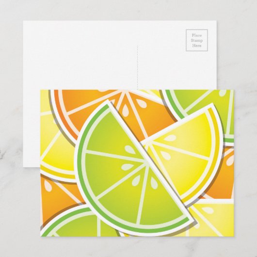 Funky citruswig briefkaart (Voorkant / Achterkant)
