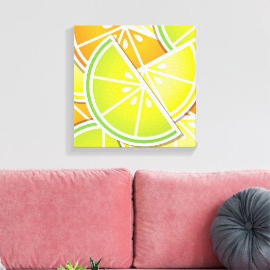 Funky citruswig canvas afdruk (Insitu (Woonkamer))
