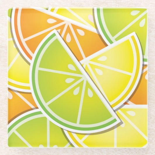 Funky citruswig glazen onderzetter (Voorkant)