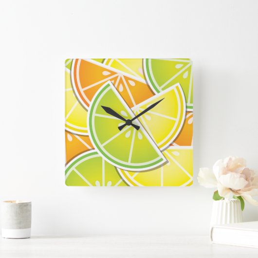 Funky citruswig vierkante klok (Huis)
