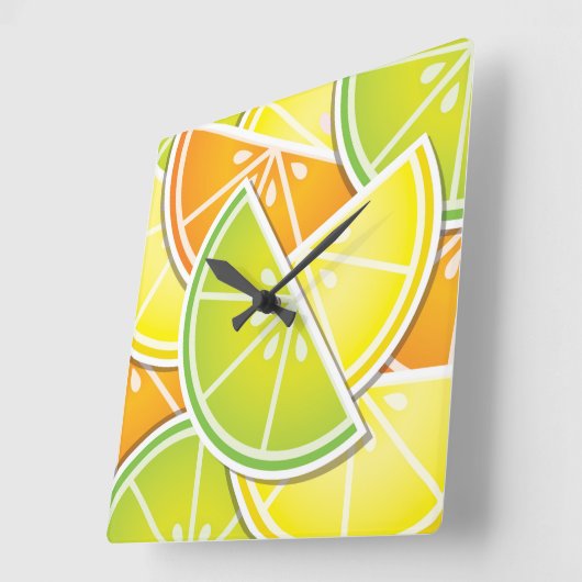 Funky citruswig vierkante klok (Hoek)