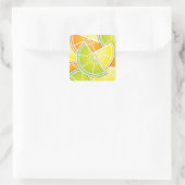 Funky citruswig vierkante sticker (Tas)