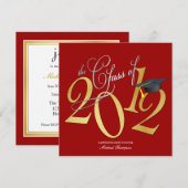 Funky Class of 2012 Invites (rood/goud) Kaart (Voorkant / Achterkant)