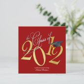 Funky Class of 2012 Invites (rood/goud) Kaart (Staand voorkant)