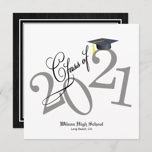 Funky Class of 2021 Afstuderen Invitation Kaart (Voorkant / Achterkant)