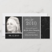 Funky Classic Black Swirls Afstuderen Fotokaart Aankondiging (Voorkant)