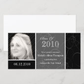 Funky Classic Black Swirls Afstuderen Fotokaart Aankondiging (Voorkant / Achterkant)