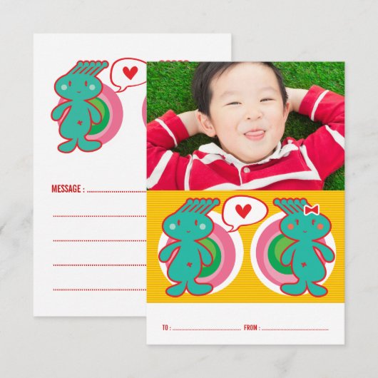 Funky Classroom Kind Valentijnsdag Kaart (Voorkant / Achterkant)