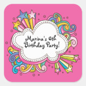 Funky Cloud Verjaardagsfeestje Sticker (Voorkant)