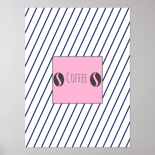 Funky Coffee Beans Bord Blue Stripes Poster (Voorkant)
