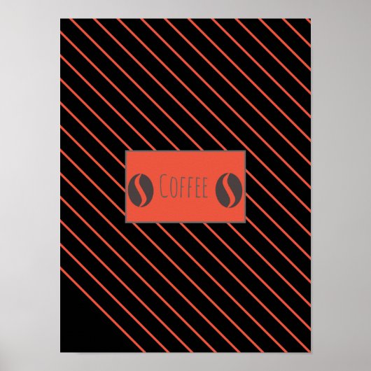 Funky Coffee Beans Bord Red Stripes Poster (Voorkant)