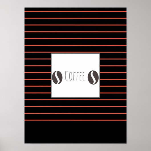 Funky Coffee Beans Bord Red Stripes Poster (Voorkant)