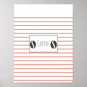 Funky Coffee Beans Bord Stripes Poster