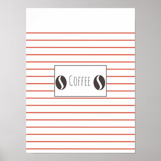 Funky Coffee Beans Bord Stripes Poster (Voorkant)