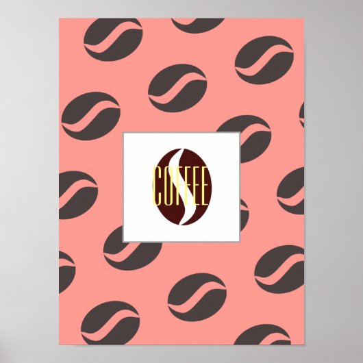 Funky Coffee Beans Patroonlijst Word Poster (Voorkant)