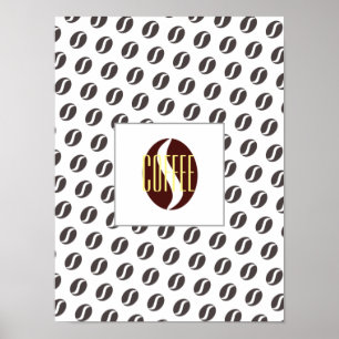 Funky Coffee Beans Pattern Lijst Word Poster