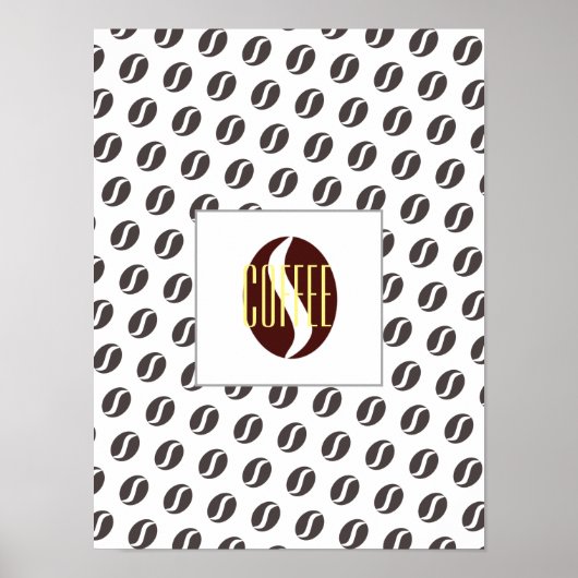 Funky Coffee Beans Pattern Lijst Word Poster (Voorkant)