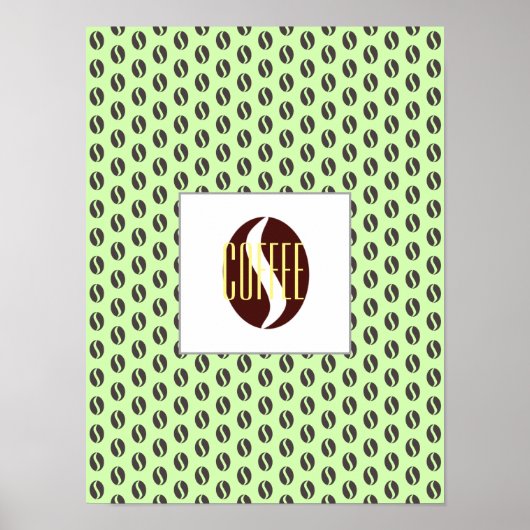 Funky Coffee Beans Pattern Lijst Word Poster (Voorkant)