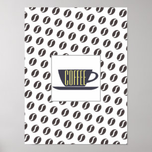 Funky Coffee Beans Pattern Lijst Word Poster