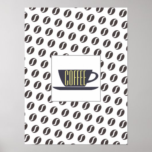 Funky Coffee Beans Pattern Lijst Word Poster (Voorkant)