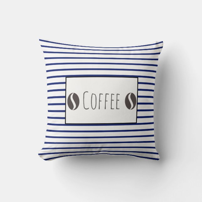 Funky Coffee Beans Strepen Kussen Worpkussen (Voorkant)