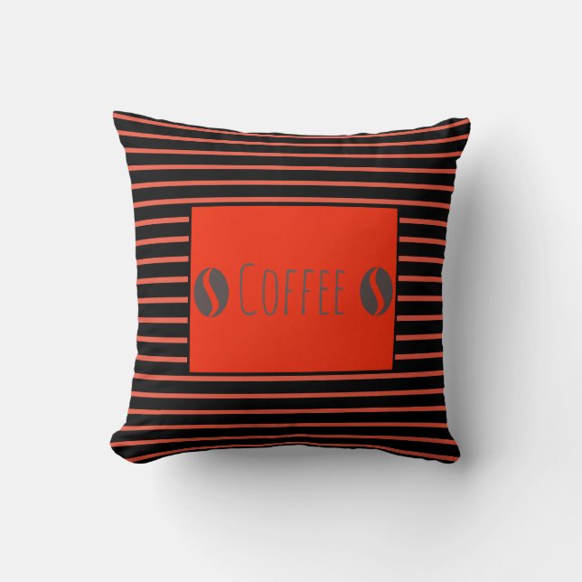 Funky Coffee Beans Stripes Cushion Sierkussen (Voorkant)