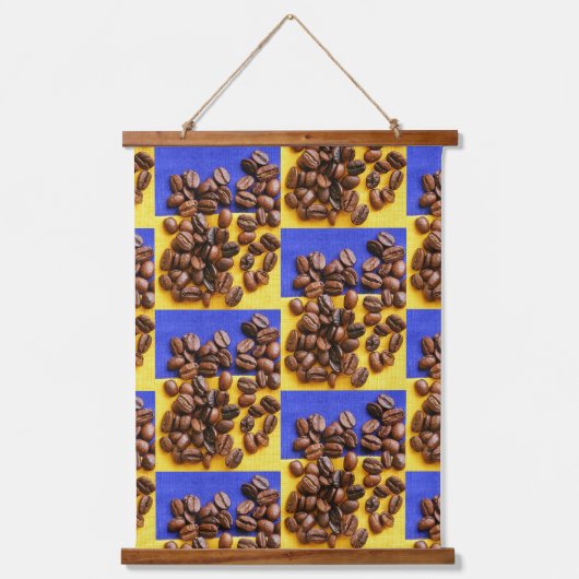 Funky Coffee Lover Beans Texture Hangend Wandkleed (Voorkant)
