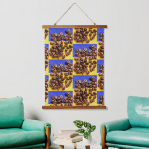 Funky Coffee Lover Beans Texture Hangend Wandkleed