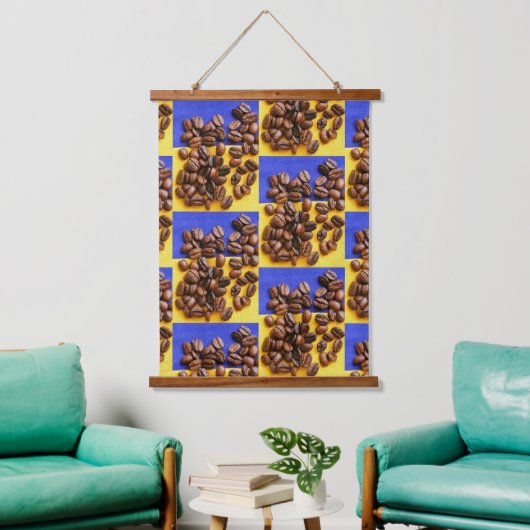 Funky Coffee Lover Beans Texture Hangend Wandkleed (Woonkamer)