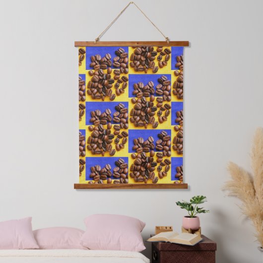 Funky Coffee Lover Beans Texture Hangend Wandkleed (Slaapkamer)