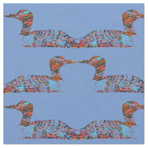 Funky Colored Loons on Cornflower Blue Stof