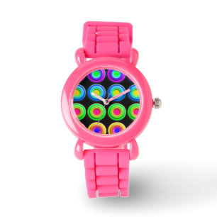 Funky Colorful 3D Circles Horloge