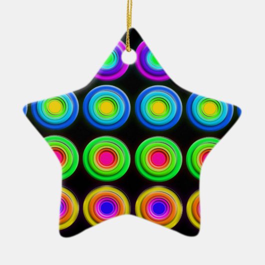 Funky Colorful 3D Circles Keramisch Ornament (Voorkant)