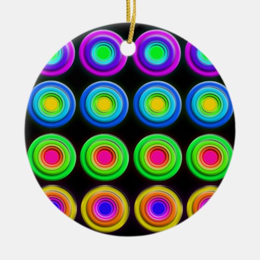 Funky Colorful 3D Circles Keramisch Ornament (Voorkant)
