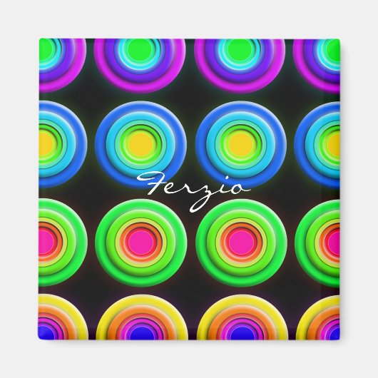 Funky Colorful 3D Circles Magneet (Voorkant)