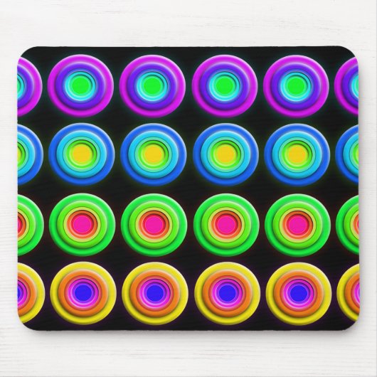 Funky Colorful 3D Circles Muismat (Voorkant)