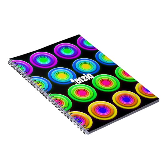 Funky Colorful 3D Circles Notitieboek (Rechterzijde)