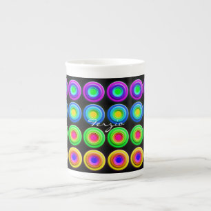 Funky Colorful 3D Circles Porselein Kop