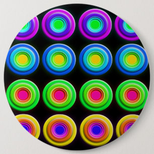 Funky Colorful 3D Circles Ronde Button 6,0 Cm