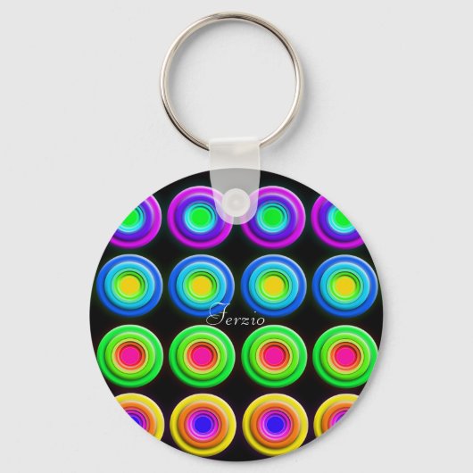 Funky Colorful 3D Circles Sleutelhanger (Voorkant)
