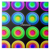 Funky Colorful 3D Circles Tegeltje (Voorkant)