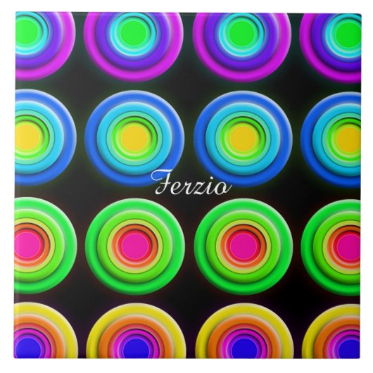 Funky Colorful 3D Circles Tegeltje (Voorkant)