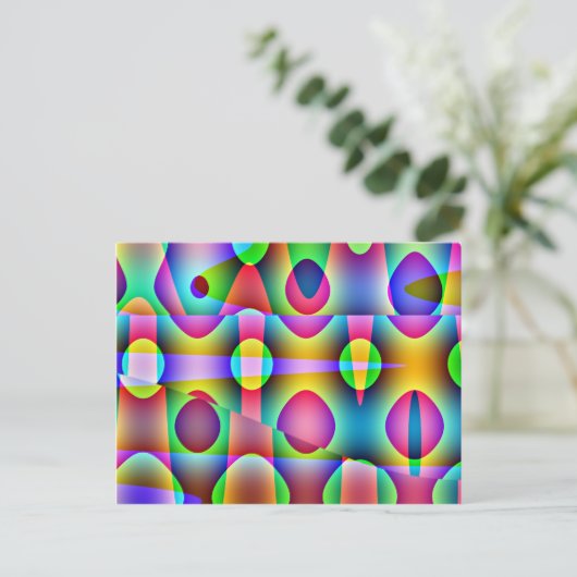 Funky Colorful Abstract Briefkaart (Staand voorkant)